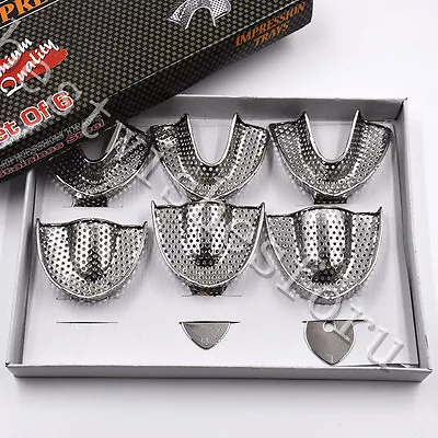 Dental Autoclavable Metal Impression Trays Perforated Stainless Steel S M L 6 Pc • $16.14