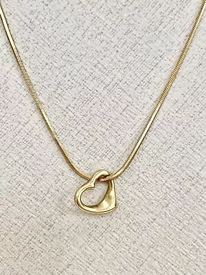 9ct Yellow Gold Open Heart Pendant & Necklace 8.42gm Both Hallmarked Snake Chain • £165