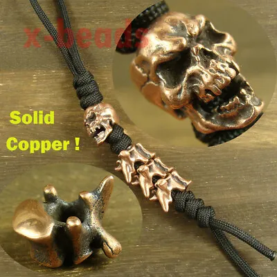   Skull + Vertebrae   Shaped Copper Lanyard Bead Paracord Beads XH197 • $34.99