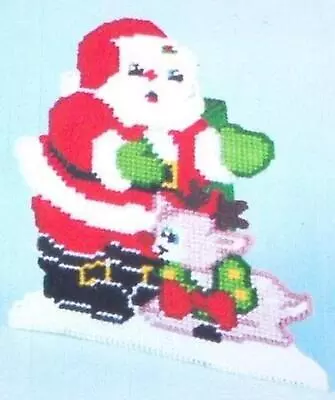 Design Works Santa & Reindeer Christmas Doorstop Mail Holder Plastic Canvas Kit • $6.76