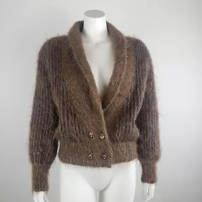 Vintage Mohair Boxy Cardigan Sweater - S/M Extra Hairy! • $59.98