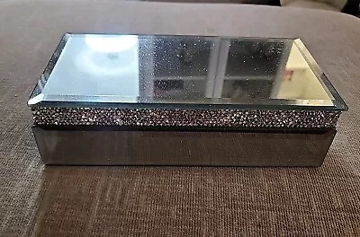 £3.45 • Buy Mirrored Trinket Box Smoky Grey