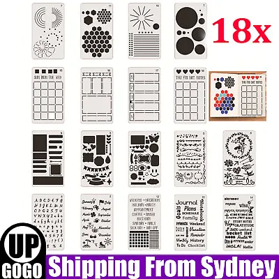 $7.95 • Buy 18x Bullet Journal Stencil Set For A5 Notebook Diary Scrapbook DIY Templates AU
