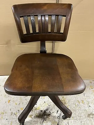 Vtg Johnson Chair C.1920-30's Swivel Tilt Rolling Banker's Office Desk Chair • $259