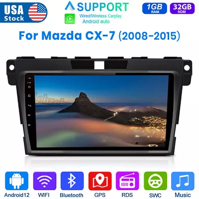 For MAZDA CX-7 2008-2015 9  Android 12 Car GPS Wifi Radio Stereo CarPlay USB RDS • $119.99