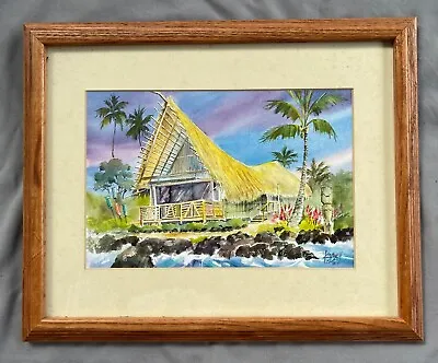 LAHAINA TOWN MAUI TIKI ART GALLERY Vintage PRINT Jim Kingwell HAWAII HUT FANTASY • $69.99