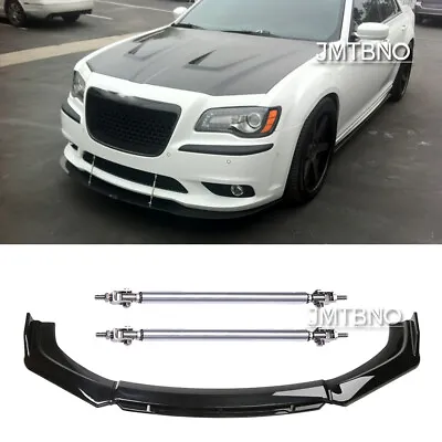For Chrysler 300 C S SRT8 Gloss Black Front Bumper Lip Splitter + Strut Rods AUS • $114.65