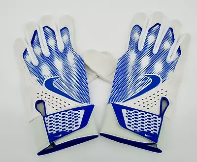 Nike Alpha Elite Batting Gloves Men's Large Baseball White/Game Royal • $44.95