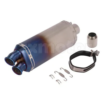 Motorcycles Exhaust Muffler Tail Pipe 430mm 17  Half Blue Dual Outlet DB Killer • $149.99