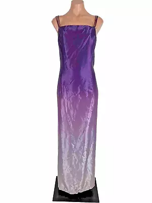 Vintage 90s Nadine Purple Ombré Satin Maxi Dress Evening Prom Shiny PLUS 19 • $65