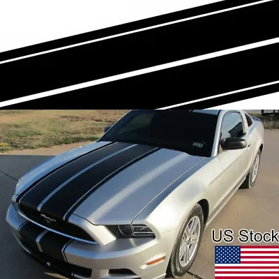 For Ford Mustang 78.7'' Black Hood Roof Rally Racing Stripe Decal Vinyl Sticker • $23.99