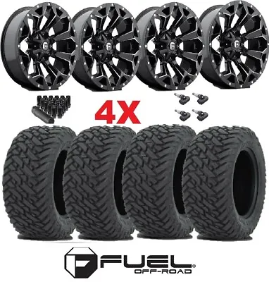 18 Fuel Assault Gloss Black Wheels 33 12.50 Tires Gripper Mt 1500 Mud • $2495
