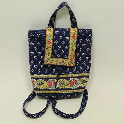 Vera Bradley Maison Blue Yellow Floral Backsack Drawstring Backpack Bag Purse • $24.95