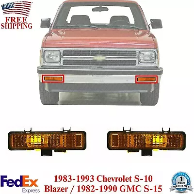 Front Bumper Parking Marker Light Set For 83-93 Chevrolet S-10 / 82-90  GMC S-15 • $23.10