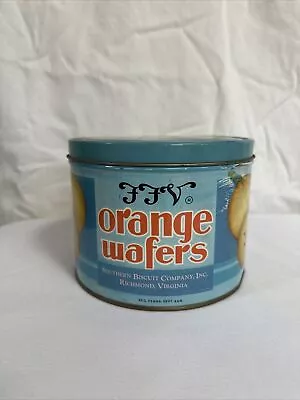 VINTAGE FFV ORANGE WAFERS COOKIE TIN SOUTHERN BISCUIT CO RICHMOND VA 14 Oz • $26