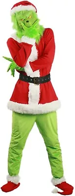 £19.99 • Buy Adult Grinch Green How The Grinch Stole Christmas 7PCS Costume Set SIZE M