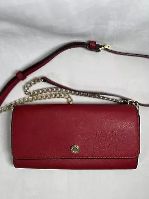 Michael Kors Jet Set Travel Wallet On A Chain Cherry/Gold Hardware • $29.95