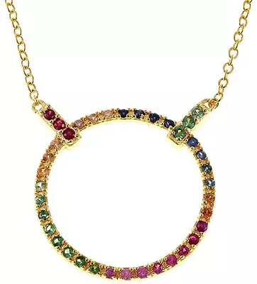 HSN Rarities Sterling Silver Ruby Tsavorite & Multi-Sapphire Circle Necklace • $199.99