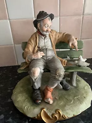 Capodimonte Large Ornament Of A Man Sitting On A Bench • £9.99