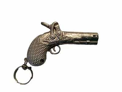 Vintage Unique Derringer Pistol Lighter Key Chain Gun  Silver • $19