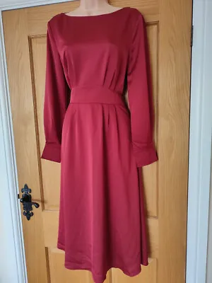 New H&M Conscious Collection Giuliva Dress Size 10 Red Long-sleeve • £29.99