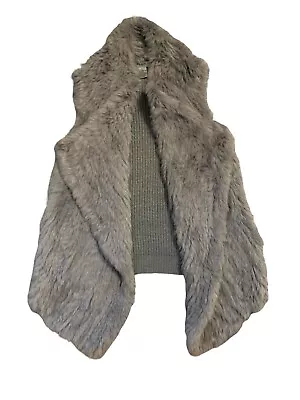 Women’s Premise Cashmere From Sax Fifth Ave Vest Sz S Gray 100% Rabbit Fur *READ • $37.99