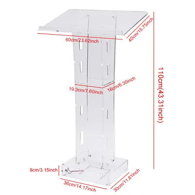 Acrylic Podium Clear Pulpit Church Podium Stand Clear Lectern With LED Light New • $182.40
