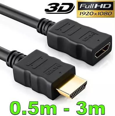 HDMI Extension Cable V1.4 3D High Speed HD TV Male To Female Short Lead Extender • $5.25