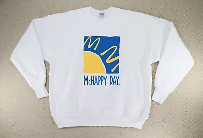 VINTAGE McDonalds Sweater Adult Extra Large White McHappy Day Employee Promo 90s • $40.13