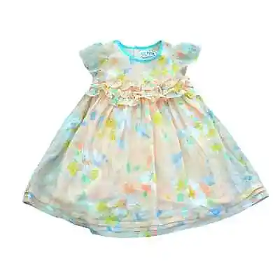 ZARA BABY Floral Spring Pastel Flutter Sleeve Dress 3-6 Months • $9.99