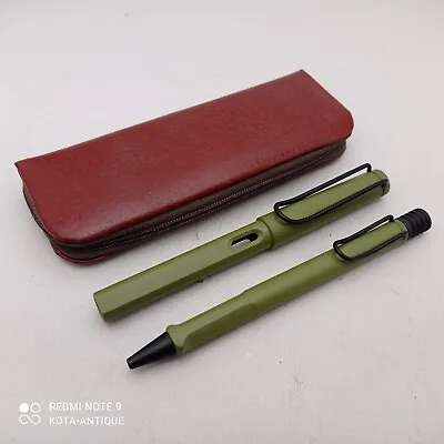 Lamy Safari 1st Edition Savannah Green SS F Nib & Ballpoint Pen Set Vintage 80s • $380