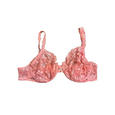 Occhi Verdi By La Perla Bra Size 36D Pink Underwire Lace Full Cup Unlined Womens • $29.95