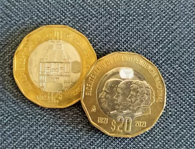 Monedas $20 Pesos Conmemorativas De Mexico Bicentenario Y 500 Años Circuladas • $13