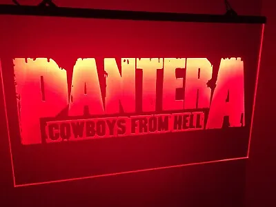 Pantera Cowboys From Hell Led Lighted Sign Room  Bar Garage Man Cave • $34.88