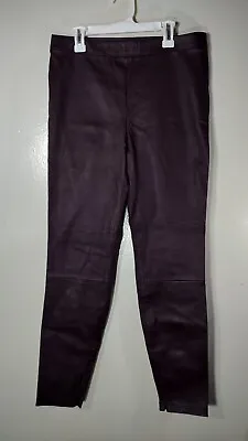 Vince 100% Lamb Leather Ankle Zip Legging In Dark Brown Size Large • $270