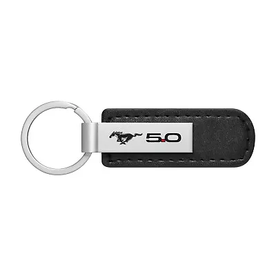 Ford Mustang GT 5.0 Black Leather Strap Key Chain Keychain Key-ring Key • $19.99