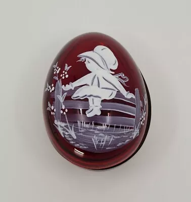 Vtg Westmoreland Ruby/Red/Cranberry Glass Egg Box Mary Gregory-Style Signed 1980 • $29.98