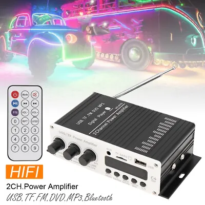 Mini Bluetooth Power Amplifier SD USB MP3 Music FM Radio Player Stereo Audio Amp • £16.95