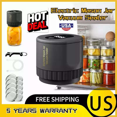 Black Mason Jar Vacuum Ever Sealer Electric Auto Cordless Can Sealing Machine US • $20.99
