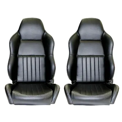 Classic High Back PU Leather Bucket Seats Car Reclinable Black For Holden LH  • $699