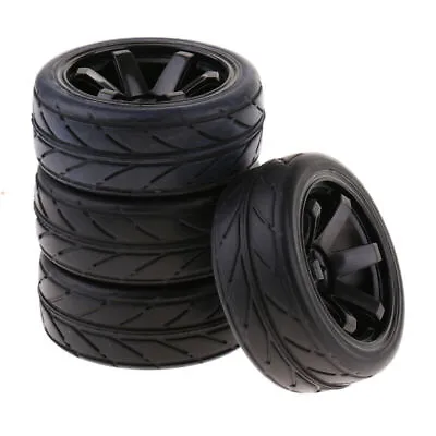 4Pcs 1/10 RC Racing On Road Car Truck Tyres Tires And Wheel Rim 703-6085 • £10.69