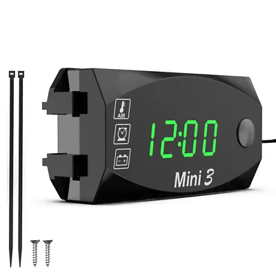 Motorcycle Voltmeter Mini Waterproof LED Display Stable Clock Thermometer • $9.09