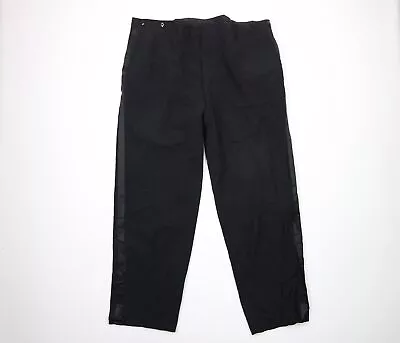 Vtg 40s Rockabilly Mens 44x31 Satin Striped Wool Tuxedo Pants Trousers Black USA • $97.46