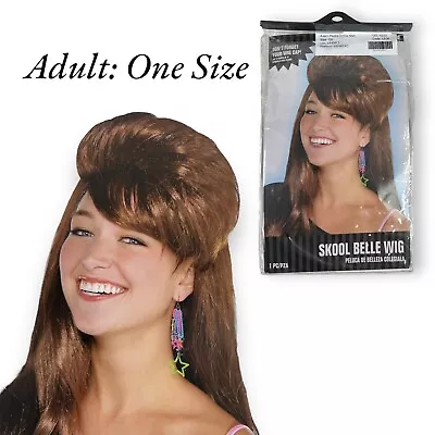 Brown 80s Skool Belle Wig Female Mullet Retro Costume Accessory Fancy Dress NOB • $9.99