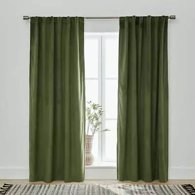 Green Velvet Rod Pocket 100% Blackout Curtain 52  X 84  • $24.82