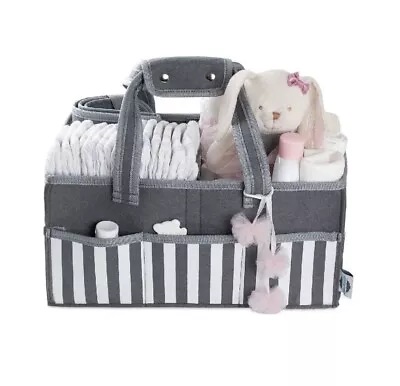 £8 • Buy Baby Nappy And Creams Organiser/changing Storage Caddy Grey Stripe