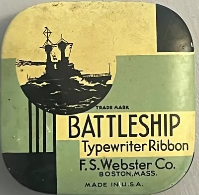 Vintage Typewriter Ribbon Tin Battleship Brand Graphic Ship Military Boston • $7.99
