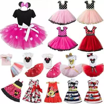 Minnie Mouse Kids Girls Princess Dress Birthday Party Tutu Tulle Dresses Clothes • £11.04