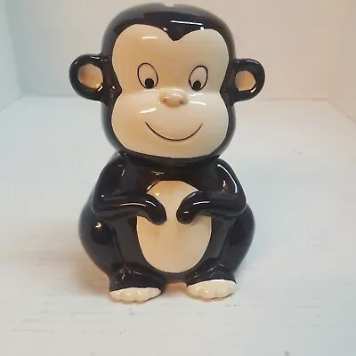 Vintage Black Ceramic Monkey Coin Bank; 6  • $8