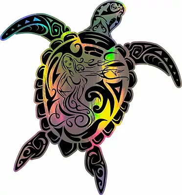 Tribal Mermaid Turtle Ocean Girl Holographic Car Window Vinyl Decal Sticker • $20.69